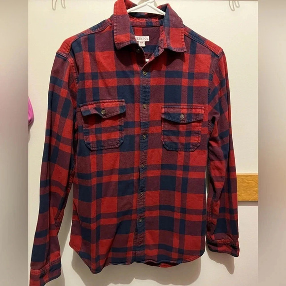 Flannel Red/Navy Size Medium Boys/Mens - Picture 1 of 7
